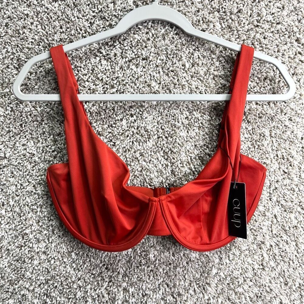 Cuup Bikini Top Women’s 21 The Scoop Lava Orange Swim NWT